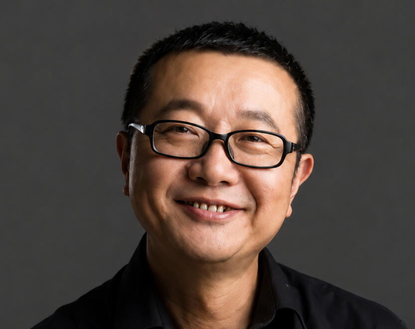 Portrait of Science Fiction Author, Liu Cixin, best known for his book The Three-Body Problem.